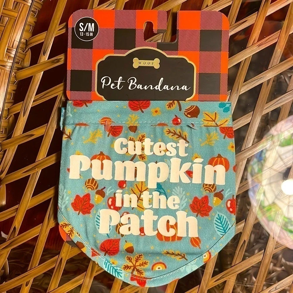 Brand New Cutest Pumpkin in the Patch Small/Medium Pet Dog Bandana 13-15” Neck